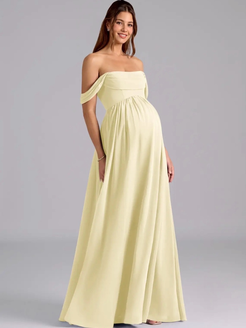 Azazie Saige Lemon Sherbert Maternity Dress Size 10
